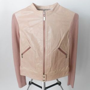 Imported Leather Jacket Women Small Pink and Brown